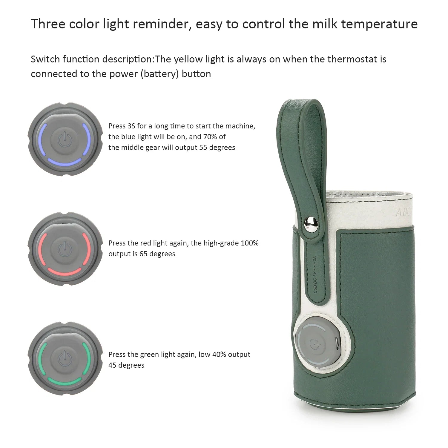 Chauffe-Biberon Nomade USB en Cuir PU – Température Réglable 3 Niveaux