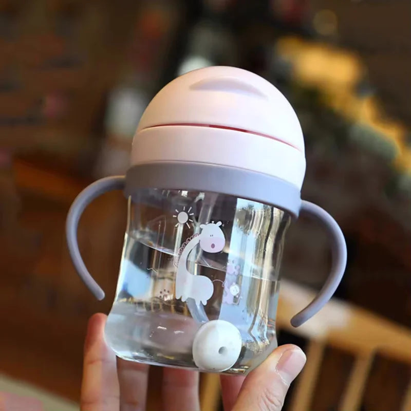 Tasse d'Apprentissage Bébé Anti-Fuite avec Paille à Bille Gravitaire 360° – 250ml