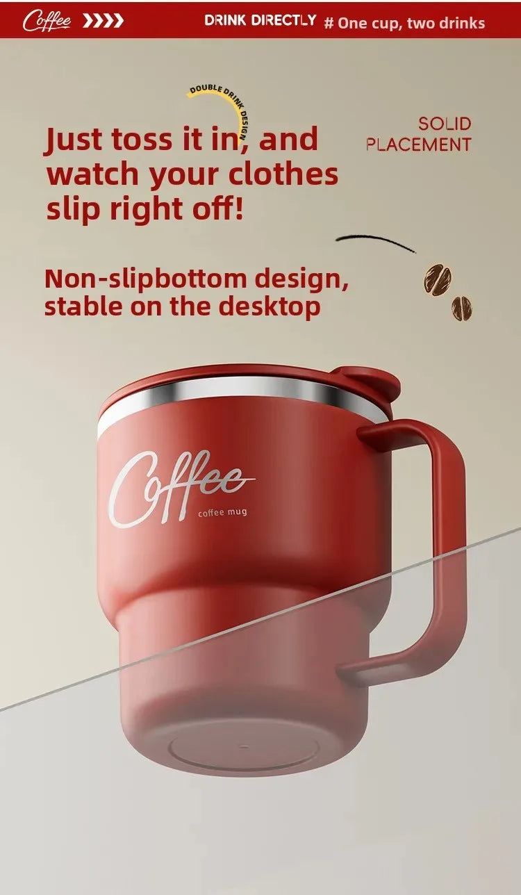 Mug Isotherme Inox WORTHBUY 304 avec Poignée – Tasse à Café Anti-Fuite