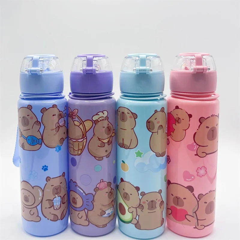 Gourde Design "Dessin Animé" avec Paille et Corde (700ml)