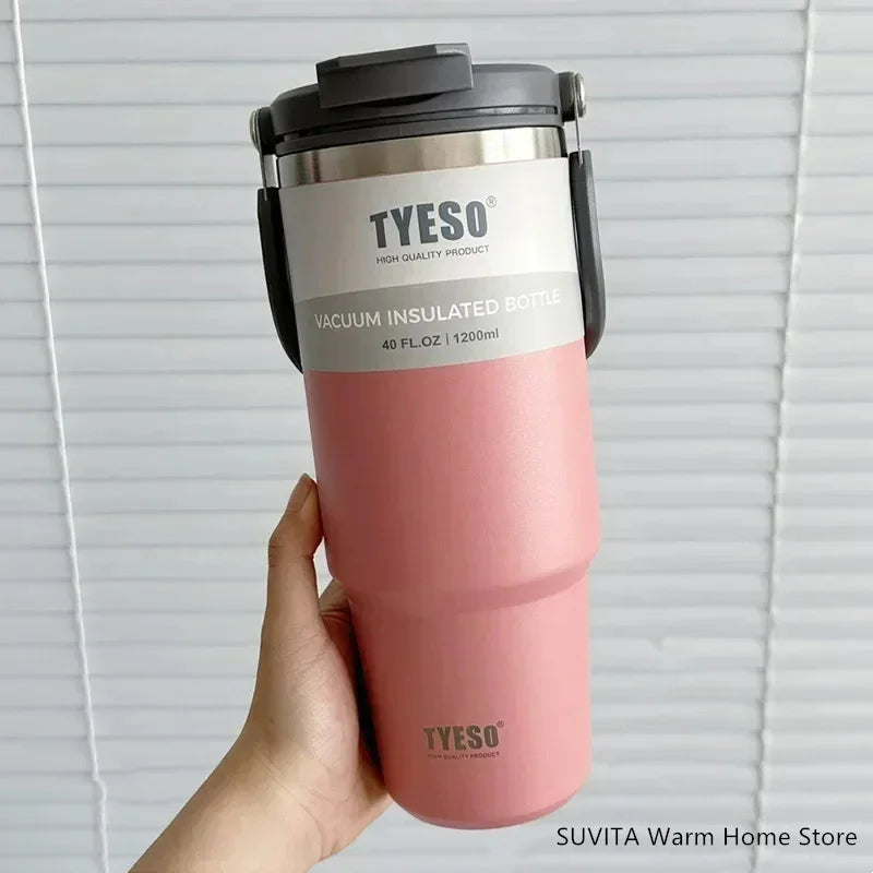 TYESO Thermos Tasse à Café avec Anneau de Levage (600ml à 1200ml)