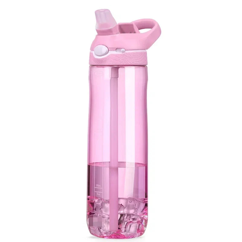 Gourde de Sport en Tritan avec Paille et Sangle – Marqueur de Temps / 750ml