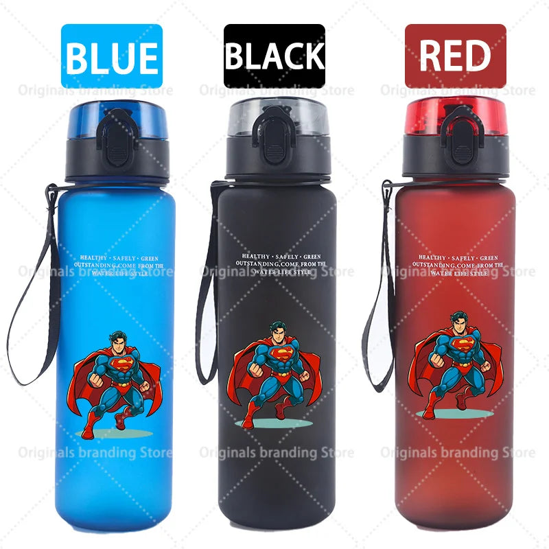 Bouteille d'eau sport Superman 650 ml pour femmes et hommes, gourde motivante anti-fuite, portable et réutilisable, pour activités de plein air, voyage, gym, cadeau, 1 pièce
