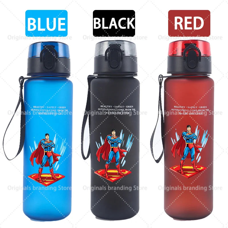 Bouteille d'eau sport Superman 650 ml pour femmes et hommes, gourde motivante anti-fuite, portable et réutilisable, pour activités de plein air, voyage, gym, cadeau, 1 pièce