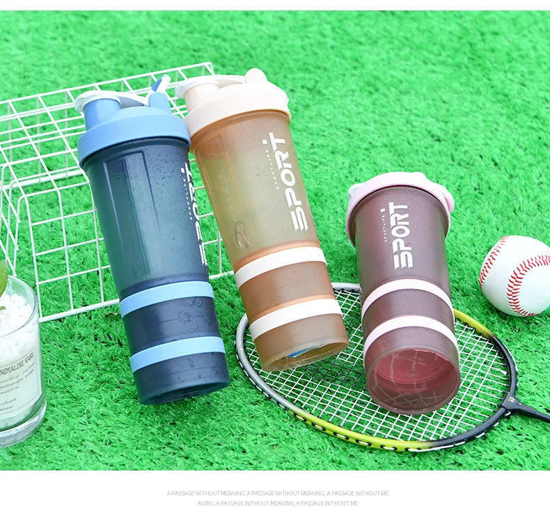 Gourde de Sport Shaker 3-en-1 – Gobelet Amovible Protéines et Fitness