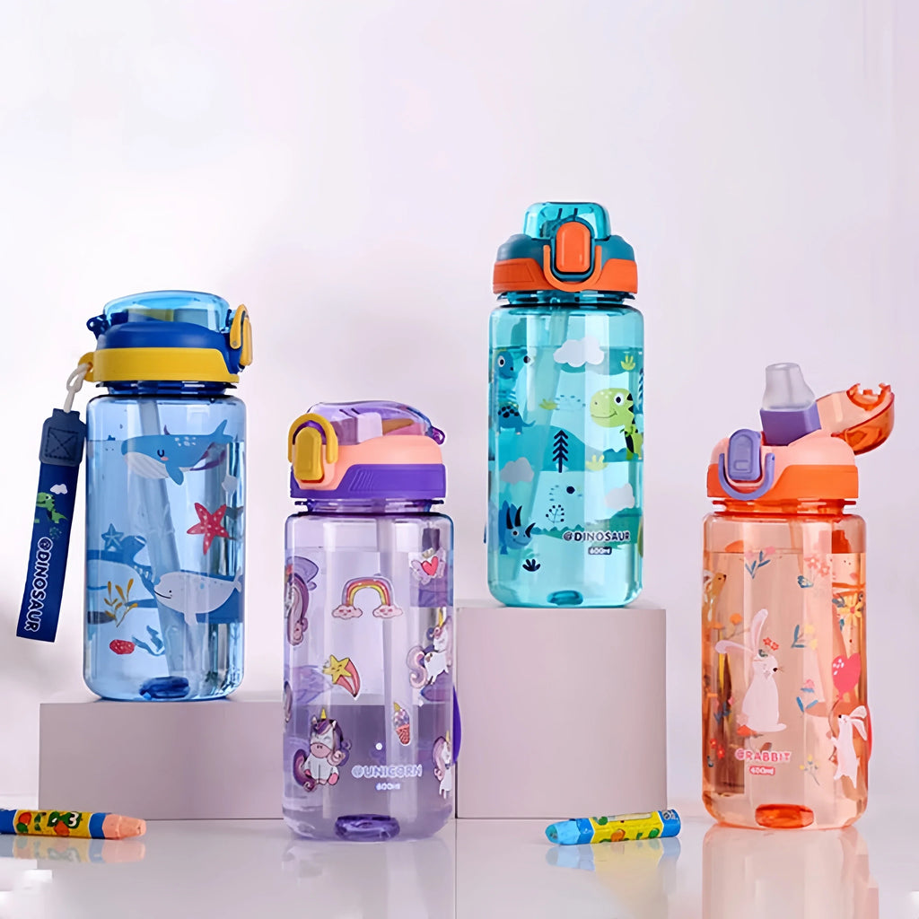 Gourde Dinosaure Enfant 600ml avec Paille – Bouteille Étanche et Pratique