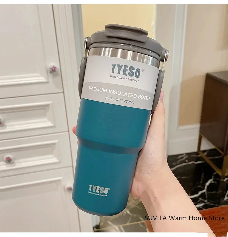 TYESO Thermos Tasse à Café avec Anneau de Levage (600ml à 1200ml)
