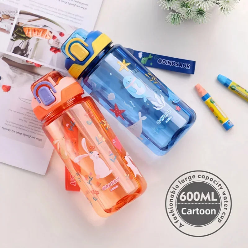 Gourde Dinosaure Enfant 600ml avec Paille – Bouteille Étanche et Pratique