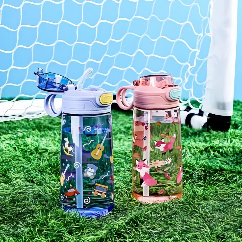 Gourde Enfant Forme Animal Mignon avec Paille et Verrou de Sécurité – 550ml