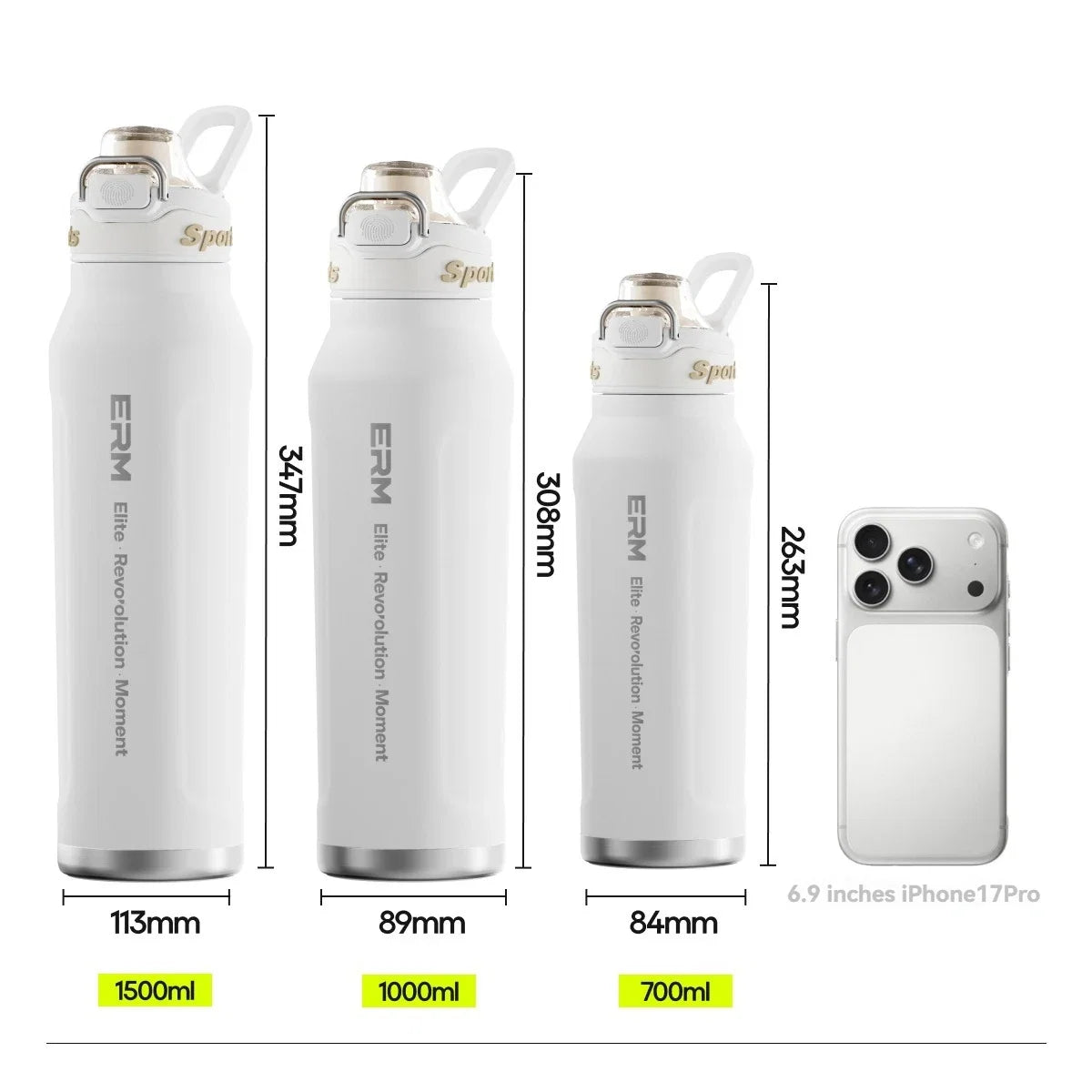 Gourde Isotherme Sport en Inox avec Poignée - Double Paroi Chaud/Froid
