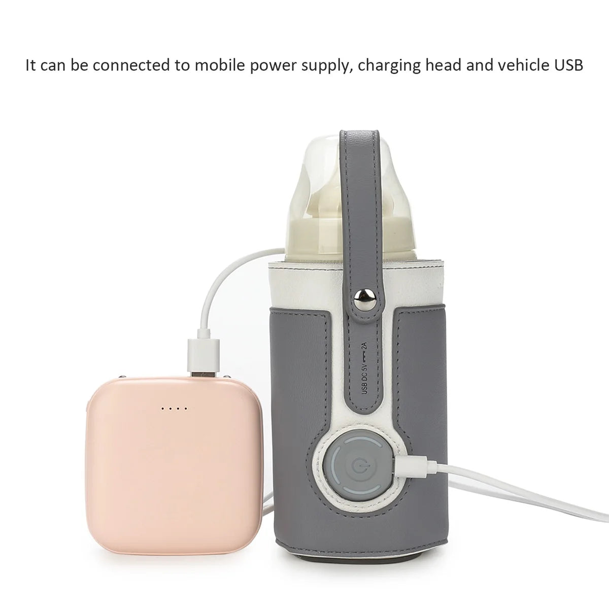 Chauffe-Biberon Nomade USB en Cuir PU – Température Réglable 3 Niveaux