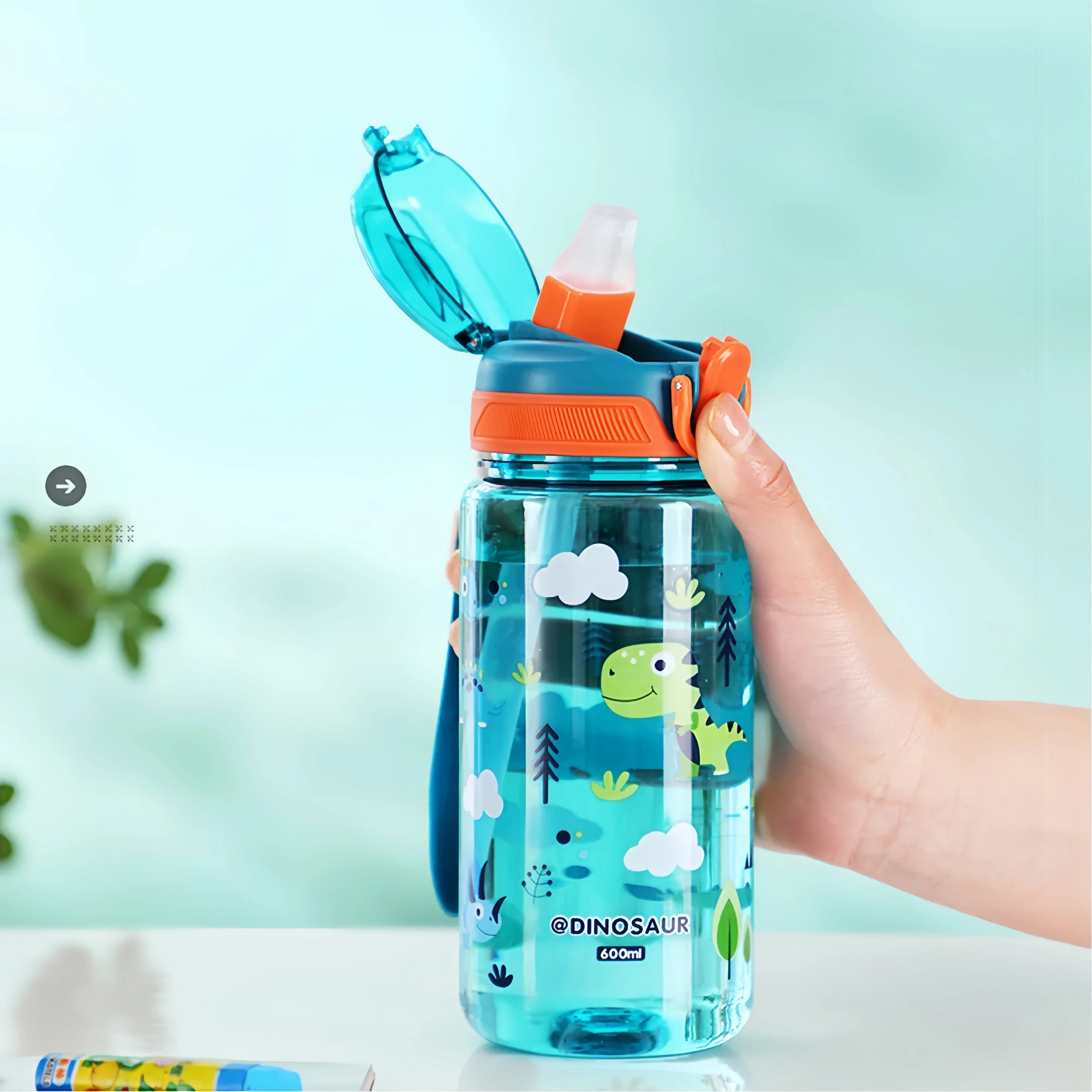 Gourde Dinosaure Enfant 600ml avec Paille – Bouteille Étanche et Pratique
