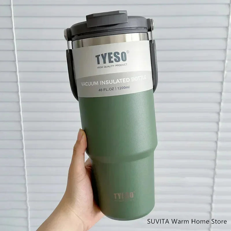 TYESO Thermos Tasse à Café avec Anneau de Levage (600ml à 1200ml)