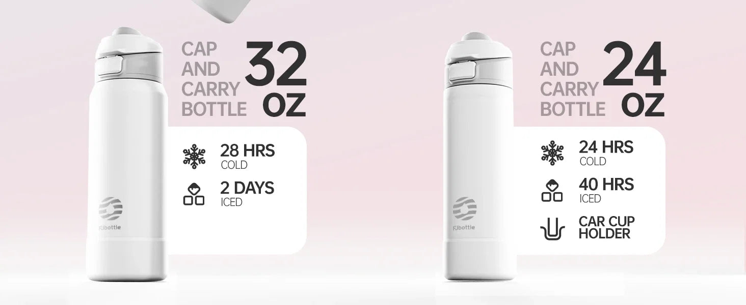 Bouteille d'eau sportive en acier inoxydable Fjbottle avec support magnétique pour téléphone, couvercle rebondissant, tasse isotherme