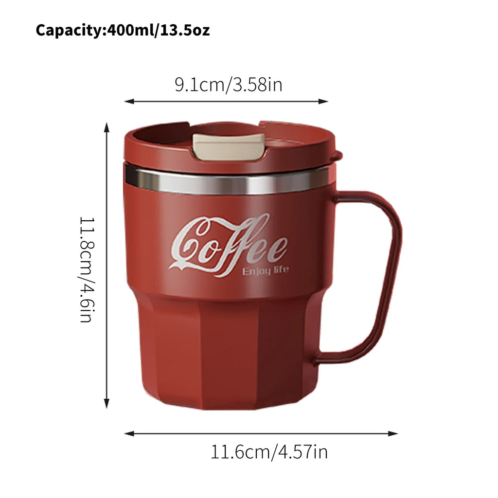 Mug à Café Isotherme en Inox 304 avec Poignée – Certifié Qualité Alimentaire FCM