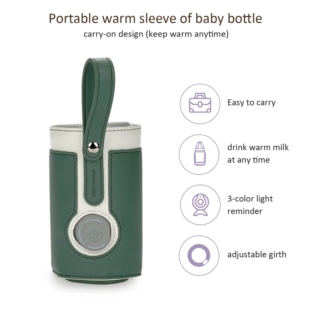 Chauffe-Biberon Nomade USB en Cuir PU – Température Réglable 3 Niveaux