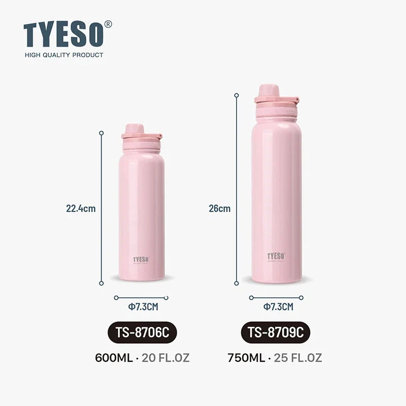 Bouteille isotherme TYESO pour voiture, gourde isolée, gobelet à eau pour les sports de plein air, les voyages, flacons sous vide, tasse thermique en acier inoxydable