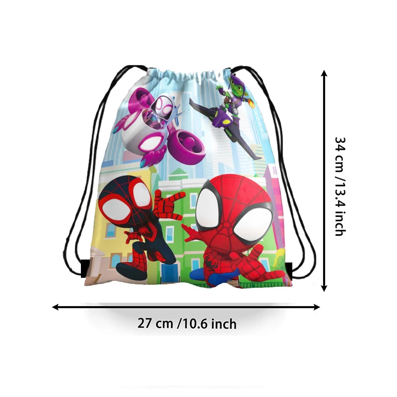 1/4/12 pièces Sacs cadeaux mignons en non-tissé à cordon, motif araignée, pour anniversaire, pour ses amis incroyables, fournitures de fête, cadeaux sur le thème de l'araignée