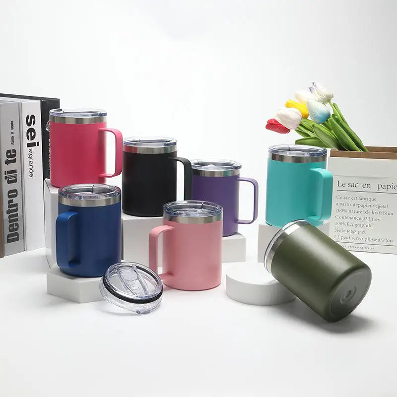 Kit Tasse à Maté Isotherme en Inox – Gobelet Yerba Mate Double Paroi avec Pailles et Couvercles / 350ml