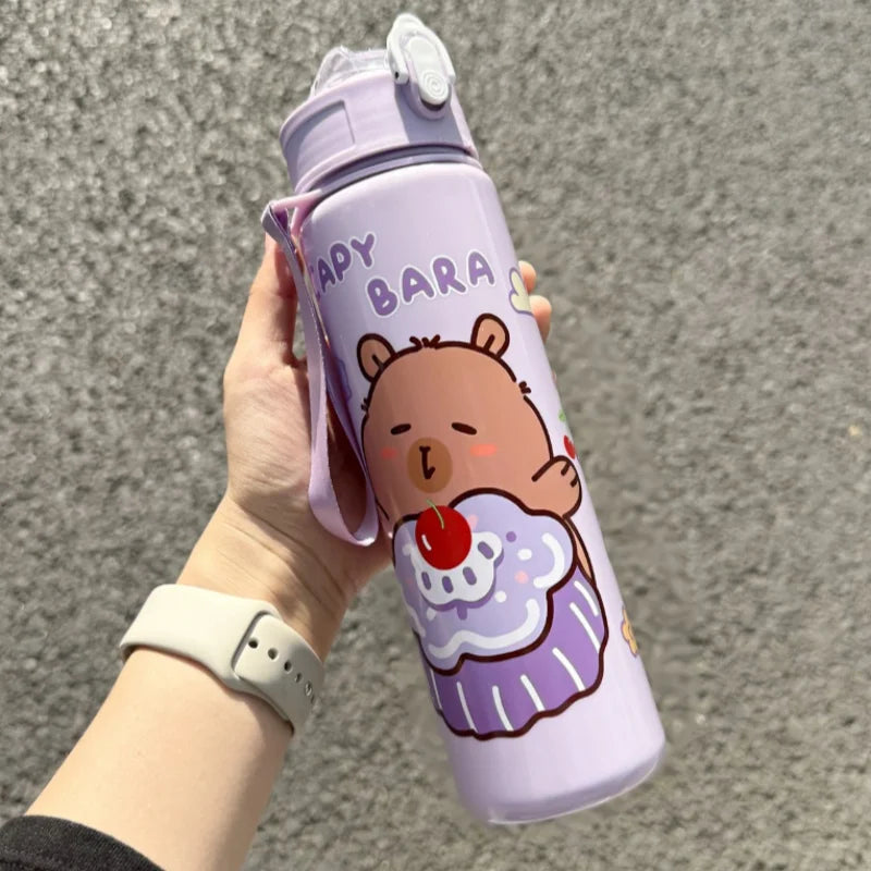 Gourde Kawaii 750ml avec Paille et Poignée – Bouteille de Sport et Voyage