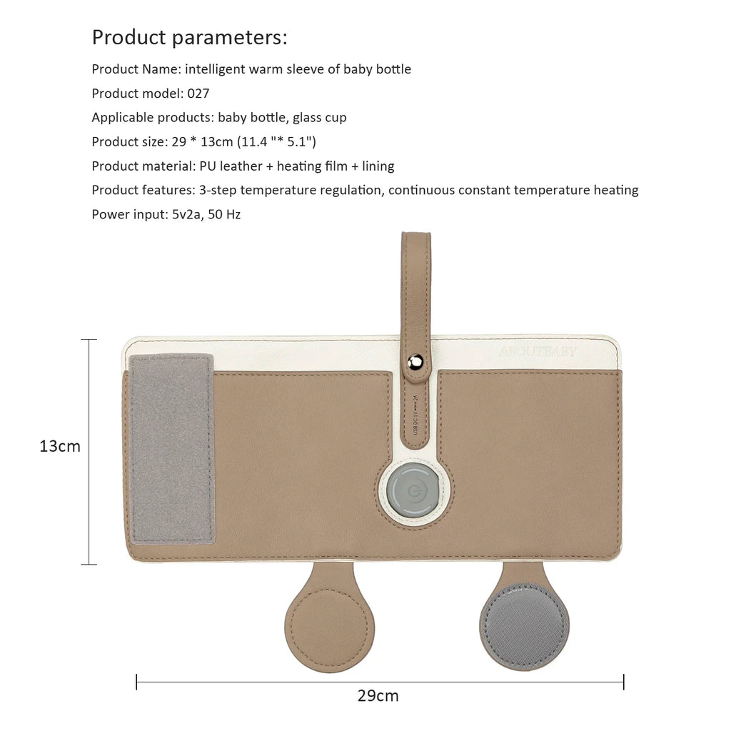 Chauffe-Biberon Nomade USB en Cuir PU – Température Réglable 3 Niveaux