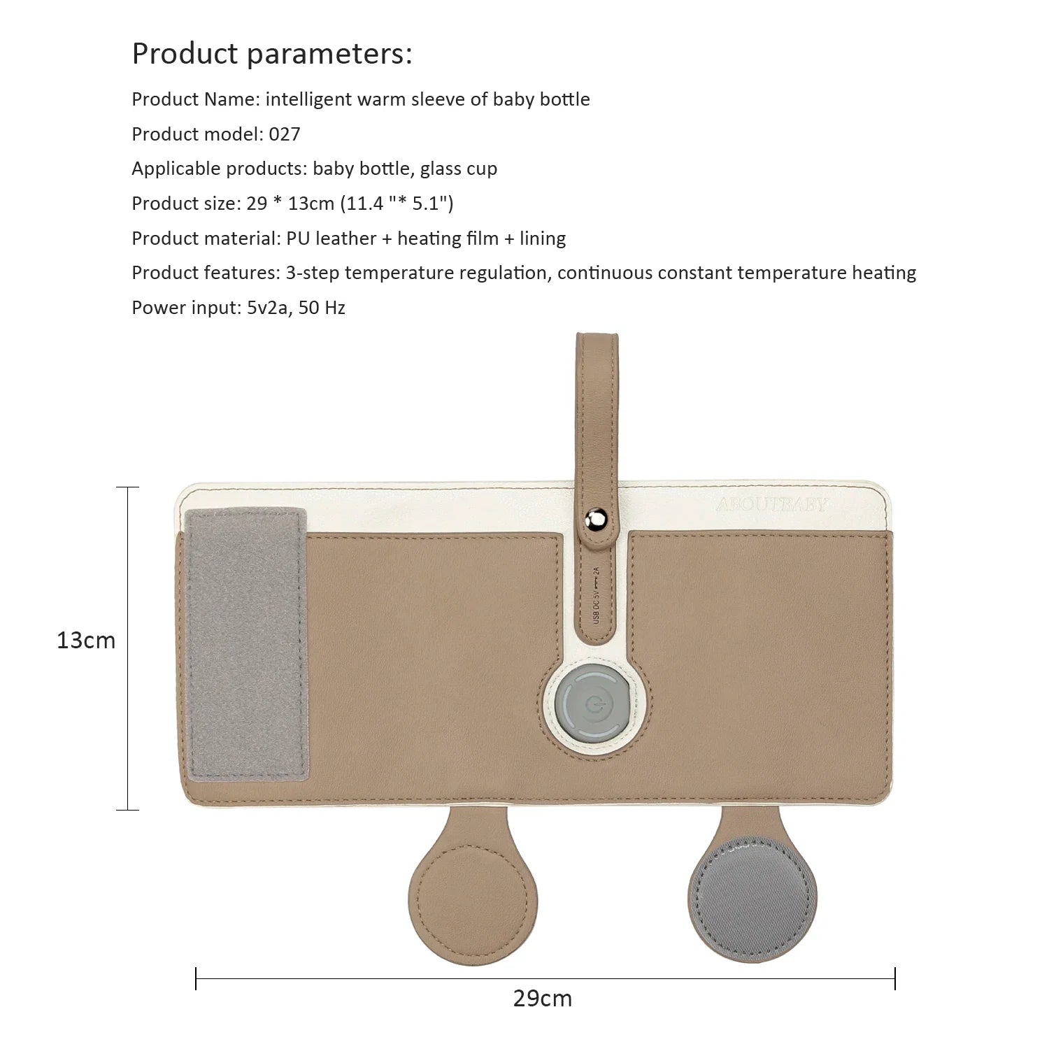 Chauffe-Biberon Nomade USB en Cuir PU – Température Réglable 3 Niveaux