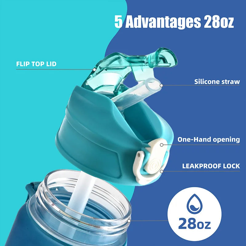 Gourde de Sport de Motivation avec Marqueur de Temps – Sans BPA / 750ml - 800ml