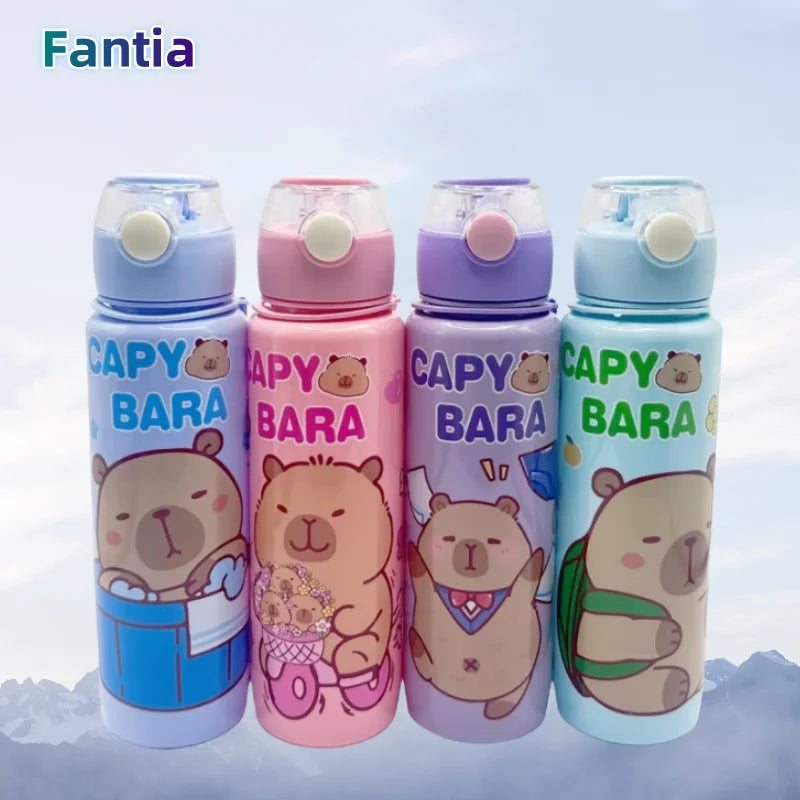 Gourde Design "Dessin Animé" avec Paille et Corde (700ml)