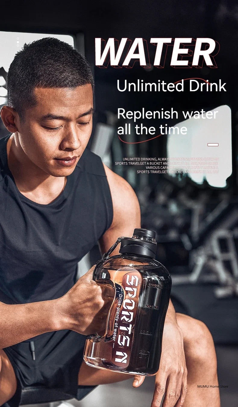 1.7L/2.7L/4L/5L bouteille d'eau de sport salle de sport cyclisme tasse Portable grande capacité bouteille d'eau pour Fitness Camping hommes eau Kellte