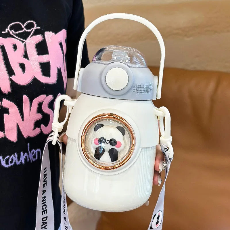 Bouteille Isotherme Kawaii en Acier Inoxydable avec Paille pour Enfant