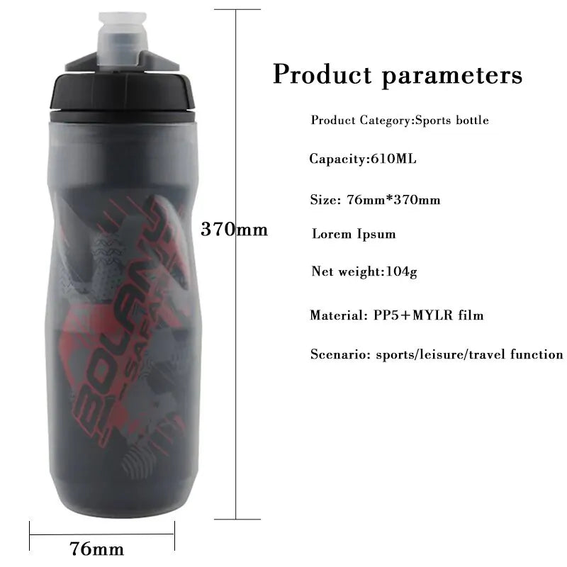 BOLANY Bidon de Vélo Isotherme à Double Paroi (600ml)