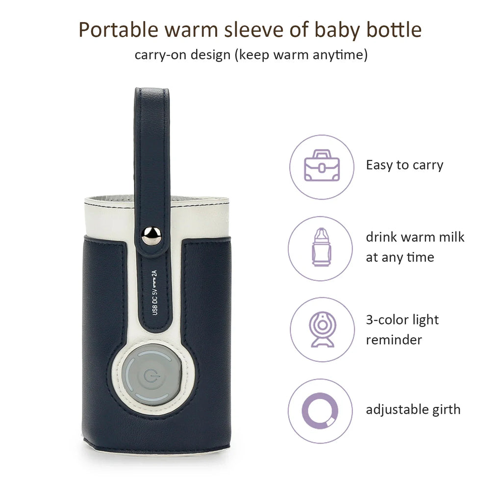 Chauffe-Biberon Nomade USB en Cuir PU – Température Réglable 3 Niveaux