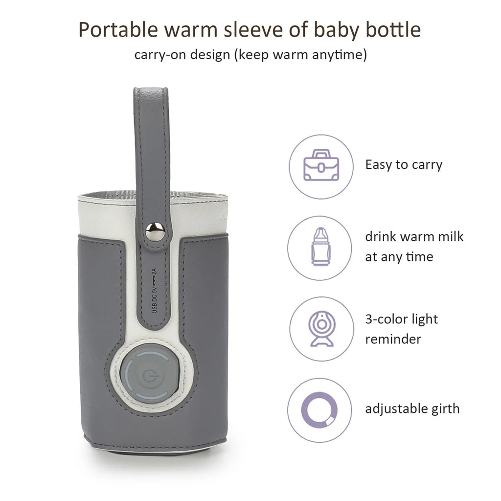 Chauffe-Biberon Nomade USB en Cuir PU – Température Réglable 3 Niveaux