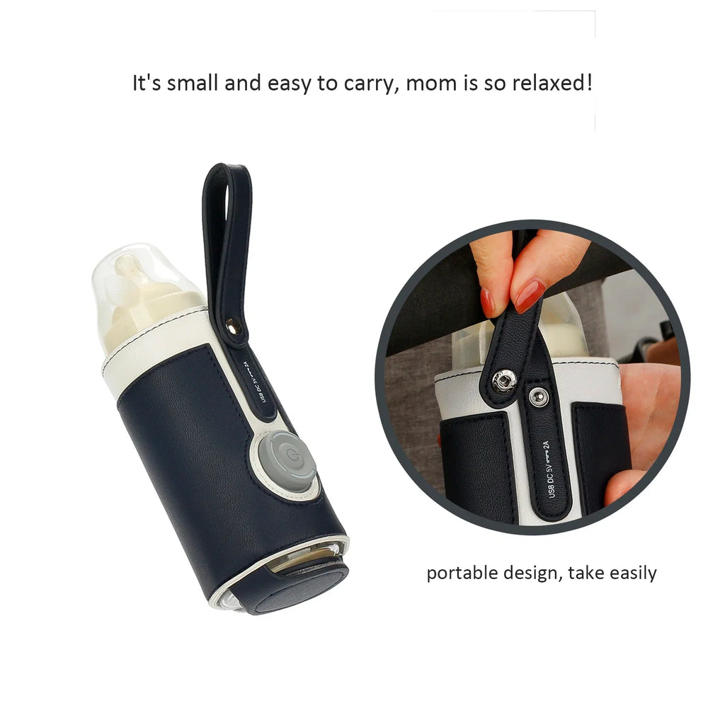 Chauffe-Biberon Nomade USB en Cuir PU – Température Réglable 3 Niveaux