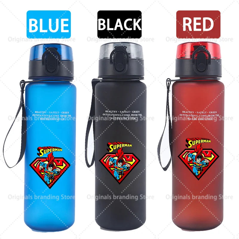 Bouteille d'eau sport Superman 650 ml pour femmes et hommes, gourde motivante anti-fuite, portable et réutilisable, pour activités de plein air, voyage, gym, cadeau, 1 pièce