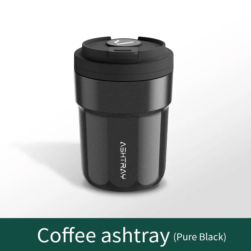Cendrier de Voiture Lumineux Style Tasse à Café – Revêtement Inox et LED Automatique