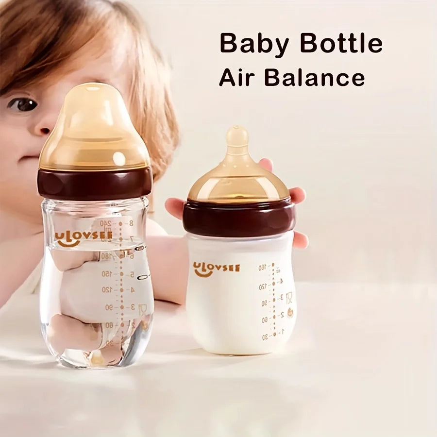 Biberon Évolutif en Verre Borosilicate Anti-Colique – Col Large / 240ml