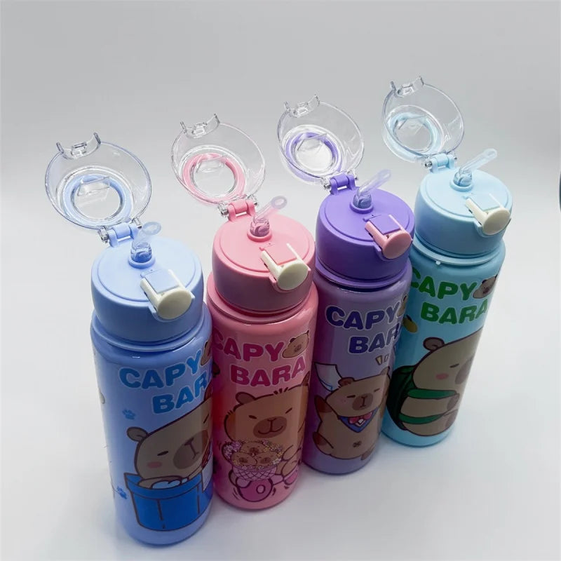Gourde Design "Dessin Animé" avec Paille et Corde (700ml)