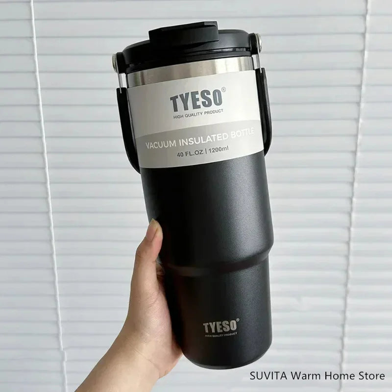 TYESO Thermos Tasse à Café avec Anneau de Levage (600ml à 1200ml)
