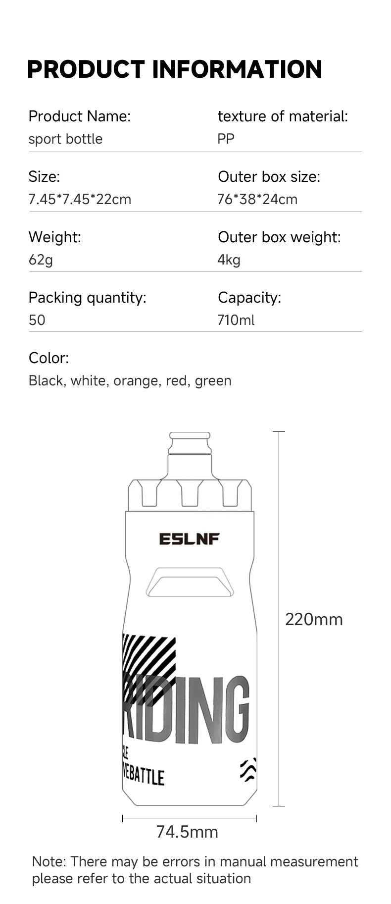 Gourde de Sport Souple ESLNF – Hydratation par Pression / Format 750ml
