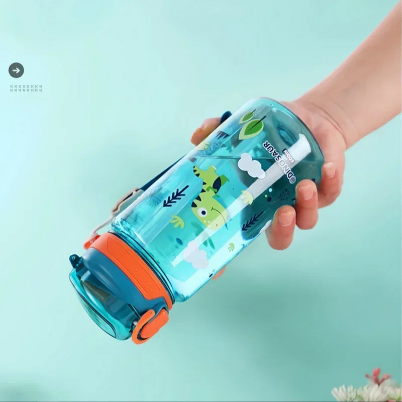 Gourde Dinosaure Enfant 600ml avec Paille – Bouteille Étanche et Pratique