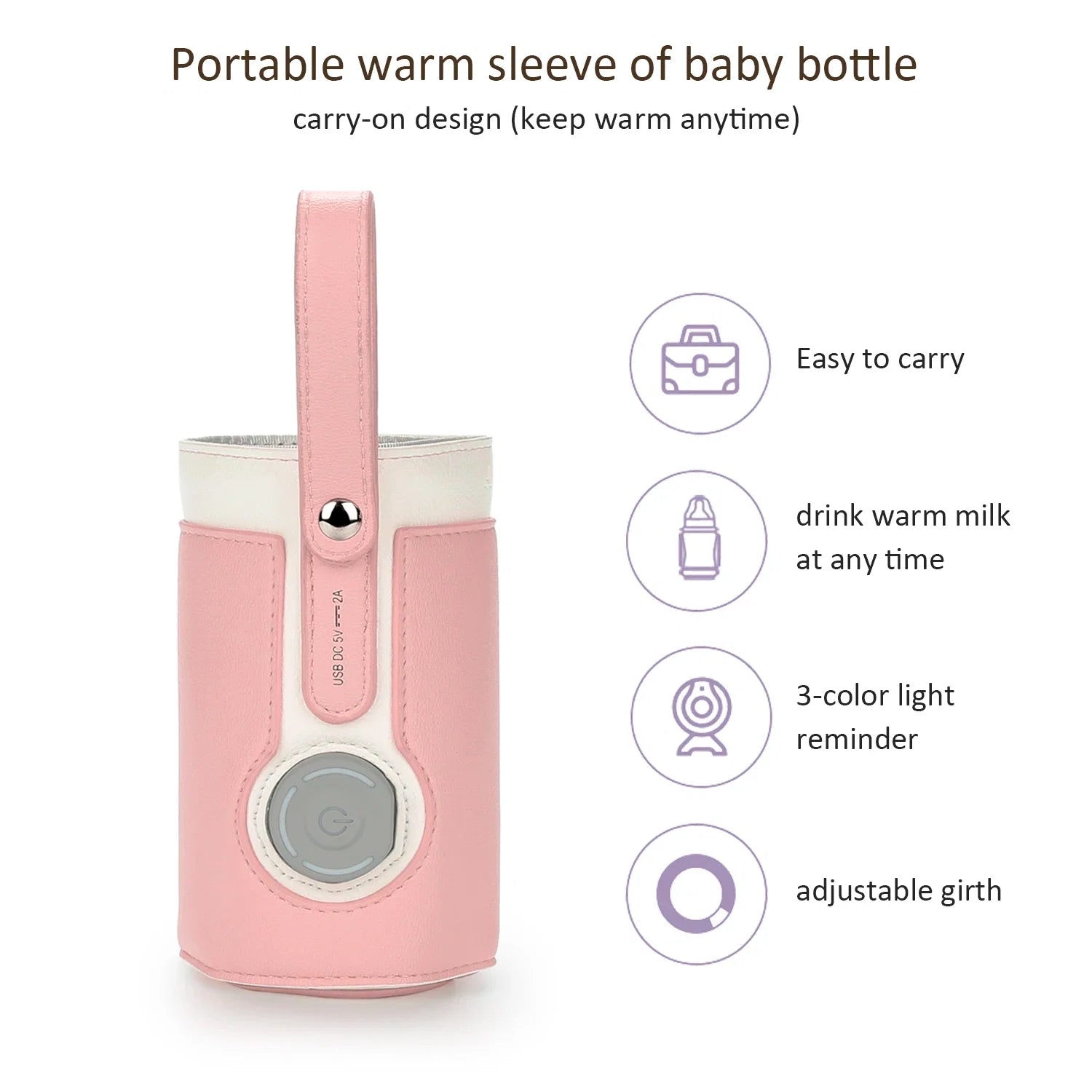 Chauffe-Biberon Nomade USB en Cuir PU – Température Réglable 3 Niveaux