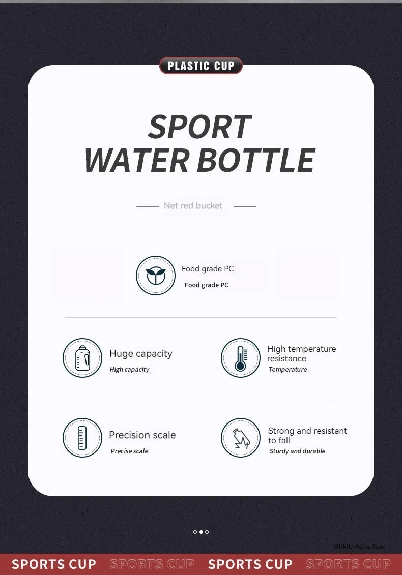 1.7L/2.7L/4L/5L bouteille d'eau de sport salle de sport cyclisme tasse Portable grande capacité bouteille d'eau pour Fitness Camping hommes eau Kellte