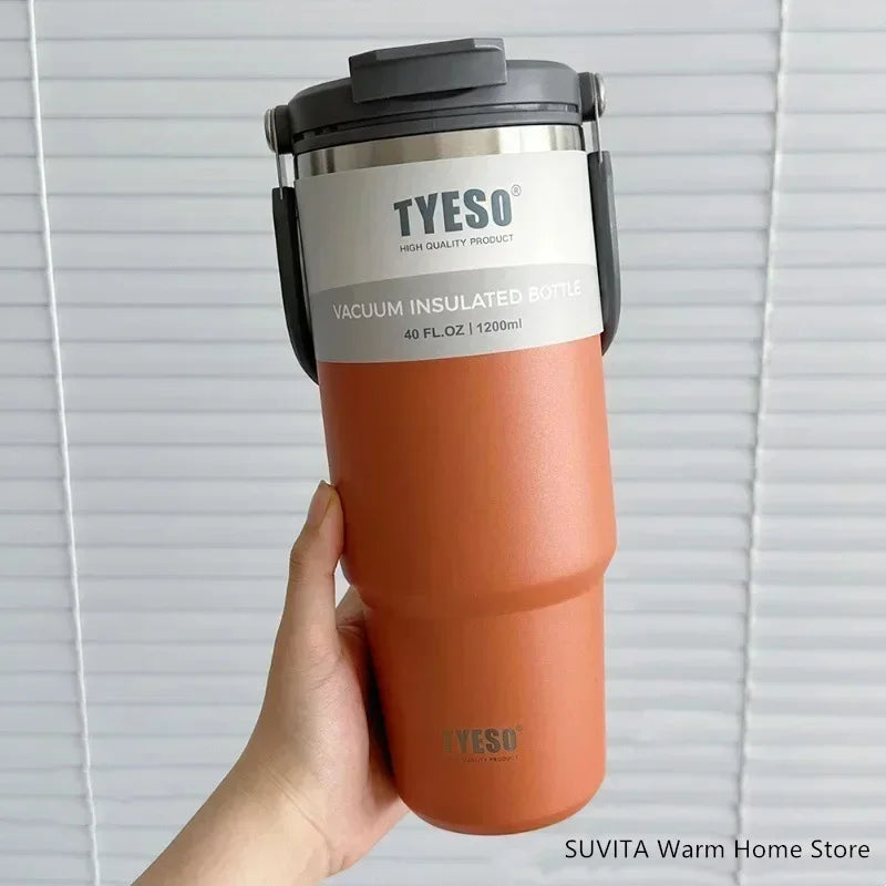 TYESO Thermos Tasse à Café avec Anneau de Levage (600ml à 1200ml)