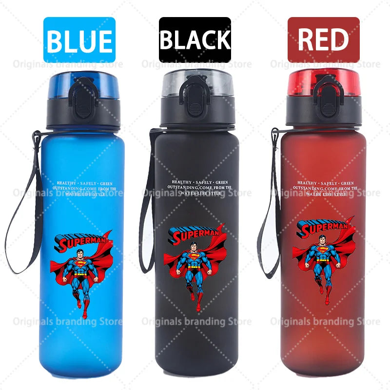 Bouteille d'eau sport Superman 650 ml pour femmes et hommes, gourde motivante anti-fuite, portable et réutilisable, pour activités de plein air, voyage, gym, cadeau, 1 pièce