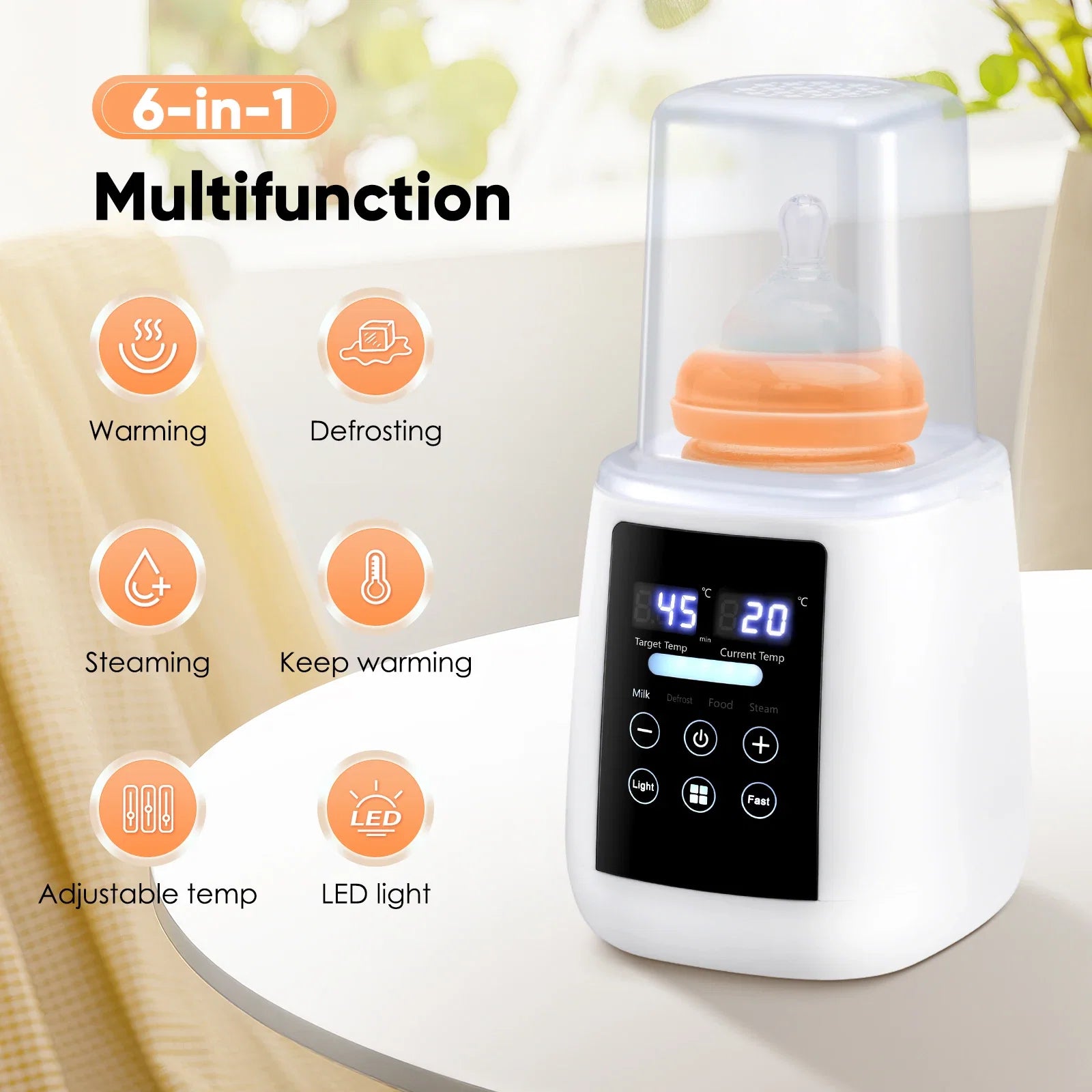 Chauffe-Biberon Électrique Multifonction 6-en-1 Jugacool – Écran LCD et Veilleuse