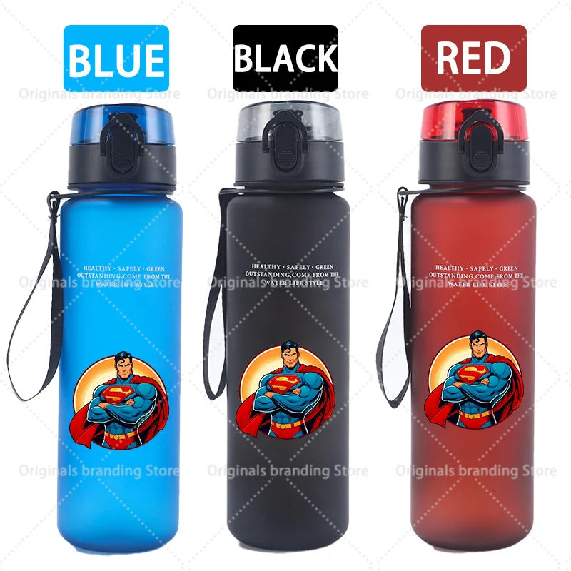 Bouteille d'eau sport Superman 650 ml pour femmes et hommes, gourde motivante anti-fuite, portable et réutilisable, pour activités de plein air, voyage, gym, cadeau, 1 pièce