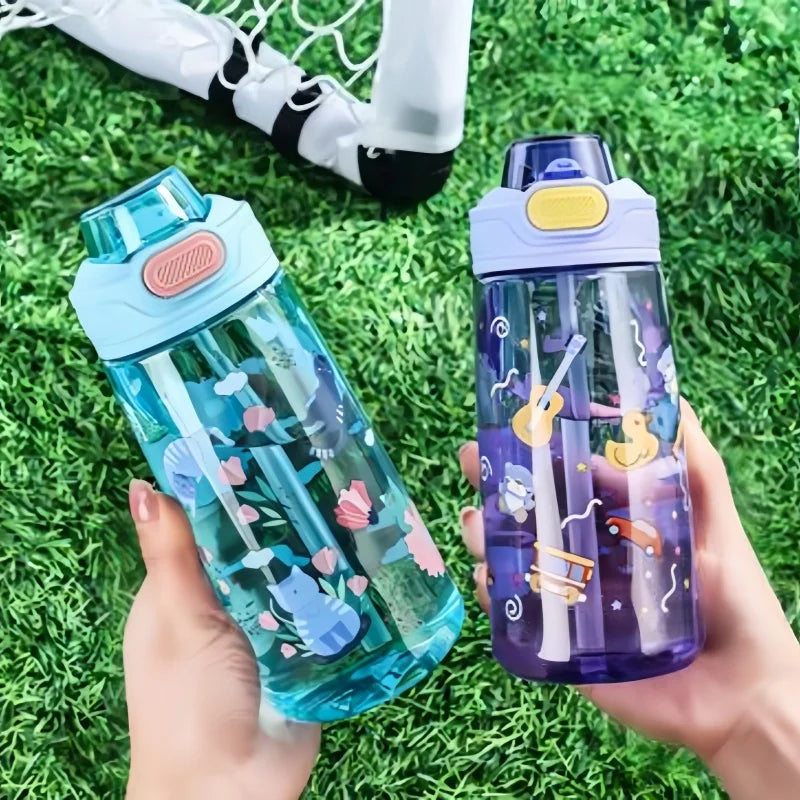 Gourde Enfant Forme Animal Mignon avec Paille et Verrou de Sécurité – 550ml