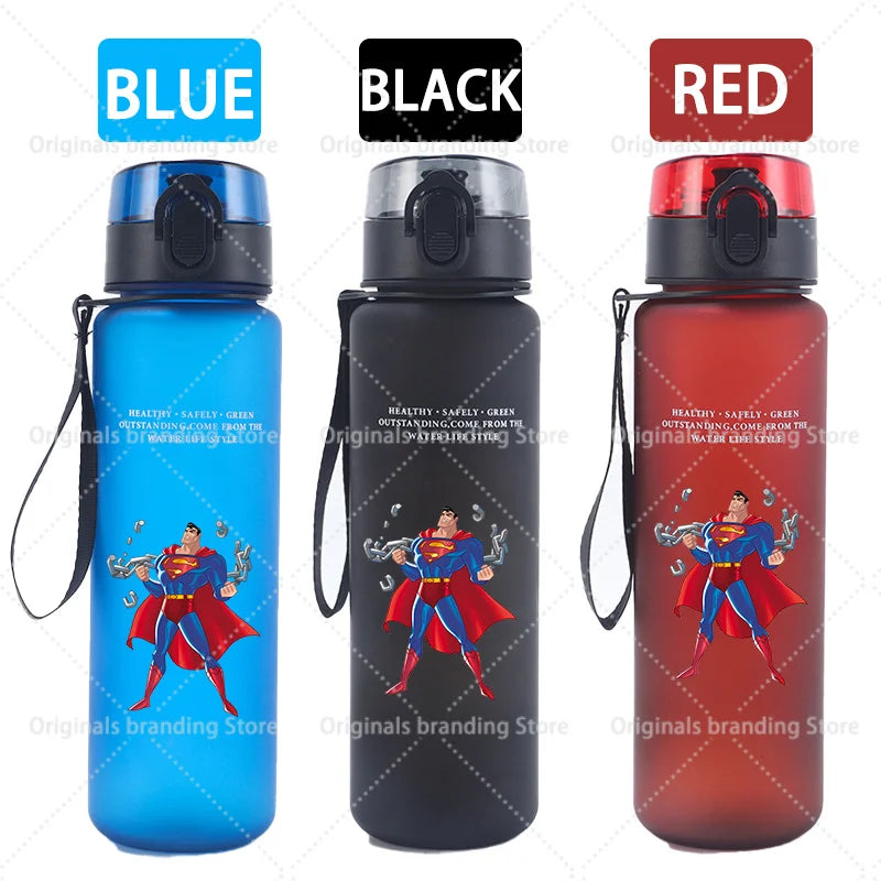 Bouteille d'eau sport Superman 650 ml pour femmes et hommes, gourde motivante anti-fuite, portable et réutilisable, pour activités de plein air, voyage, gym, cadeau, 1 pièce