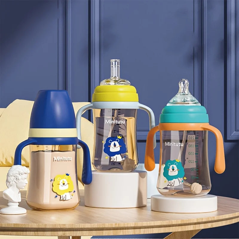 Biberon Évolutif 3-en-1 Animé avec Poignées et Têtes Interchangeables – 300ml